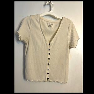 American Eagle, Cropped, Off White, Medium, Tee